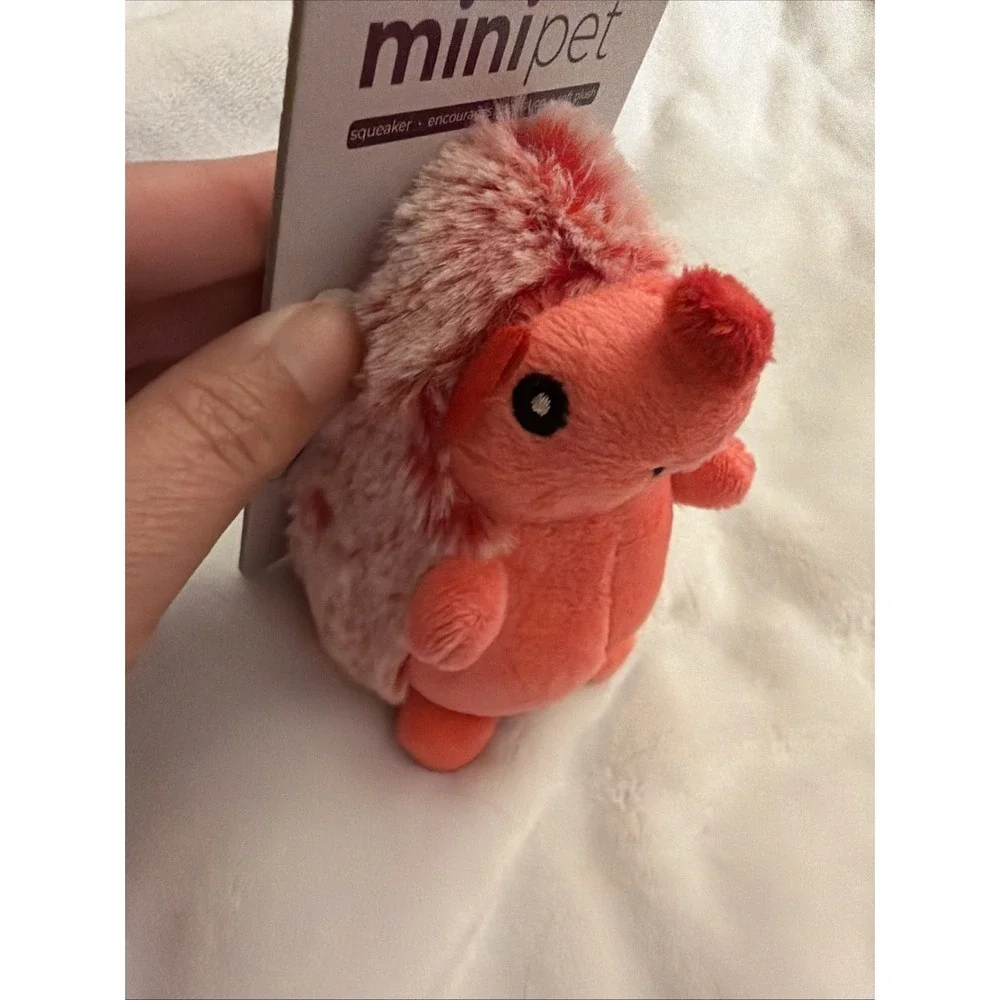 MINIPET HEDGEHOG RED SQUEAKY PLUSH STUFFED DOG TOY Small